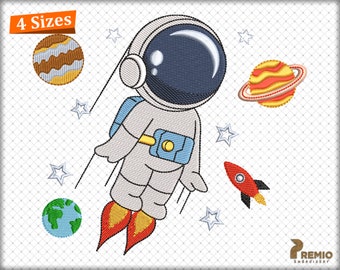 Astronaut Stickmuster, Galaxie Astronaut, Weltraum Astronaut Maschinenstickdatei, Baby Boy Geburtstag T-Shirt Stickmuster