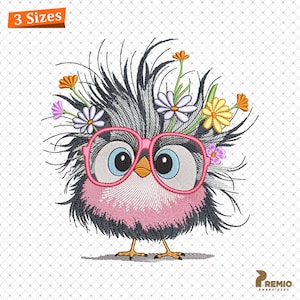 Crazy Chicken Embroidery Design, Whimsical Funny Chicken Machine Embroidery File, Chicken Digital Embroidery File 3 sizes - Instant Download