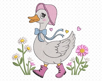 Floral Mama Goose Embroidery Designs, Goose Lover Embroidery, Mama Silly Goose Embroidery Files, Gift for Mama Mother Day Embroidery Files
