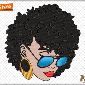 Afro Woman Machine Embroidery Design, Black Girl African Embroidery Designs, Melanin Black African Woman Embroidery Design - Digital Files
