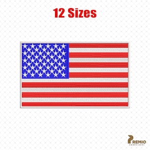 Usa Flag Embroidery Designs, American Flag Machine Embroidery Designs, Patriotic US Flag Machine Embroidery Files - 12 Sizes