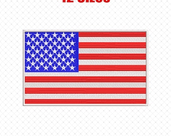 Usa Flag Embroidery Designs, American Flag Machine Embroidery Designs, Patriotic US Flag Machine Embroidery Files - 12 Sizes