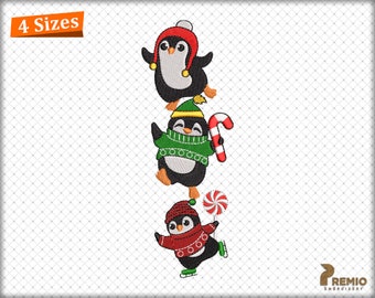 Christmas Penguin Embroidery Design, Christmas Ornament Embroidery Designs, Penguin Lover Embroidery File, Holiday Machine Embroidery Files