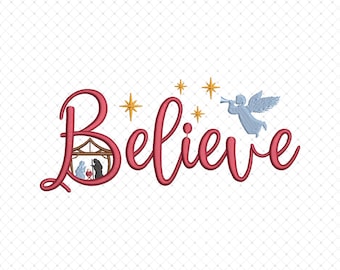 Christmas Embroidery, Believe Embroidery Design, Believe Machine Embroidery Designs, Christmas Believe Digital Embroidery Machine Designs