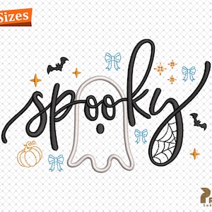 Spooky Season Applique Embroidery Design, Applique Spooky Ghost Embroidery Files, Halloween Applique Digitizing Embroidery Designs