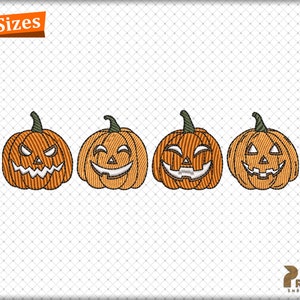 Pumpabroderidesign, fyra smileypumpamaskinbroderifiler, Halloweenmysig säsong, höstmysiga pumpabroderidesigner
