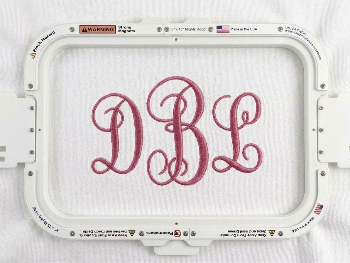 Curly Vine Script Monogram Embroidery Design, TTF Fancy Monogram Font ...