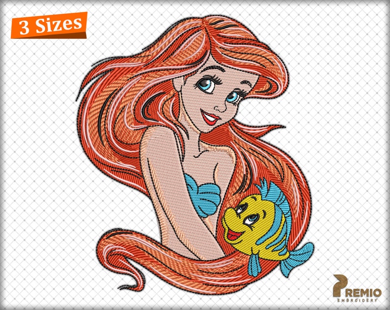 Ariel Embroidery Design Ariel the Little Mermaid Embroidery - Etsy UK
