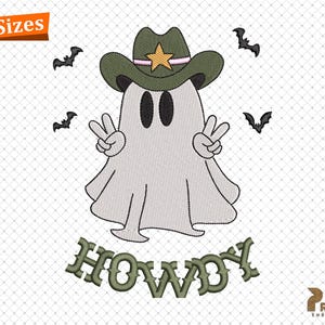 Cowboy Ghost Embroidery Design, Funny Halloween Embroidery Design, Spooky Season Cowboy Ghost Embroidery Files, Western Embroidery Design