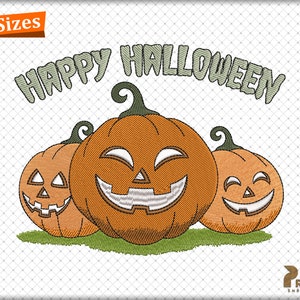Happy Halloween Embroidery Design, Pumpkins Embroidery Design, Fall Embroidery File, Thanksgiving Machine Embroidery Files Digital Download
