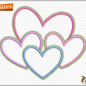 Heart applique embroidery, heart applique files, heart embroidery, heart machine embroidery designs, embroidery designs trendy hearts files