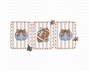 Pumpkin Season Embroidery Design, Halloween Football Game Day Coquette Bow Design, Preppy Girly Pumpkin Fall Mom Machine Embroidery Files