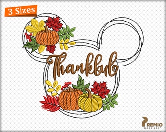 Thankful Embroidery Designs, Thanksgiving pumpkin Embroidery Design, Pumpkin Embroidery Design, Autumn Fall Embroidery Design Files