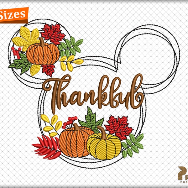 Thankful Embroidery Designs, Thanksgiving pumpkin Embroidery Design, Pumpkin Embroidery Design, Autumn Fall Embroidery Design Files