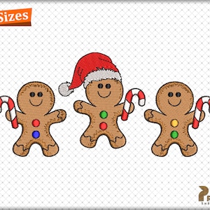 Christmas Embroidery Designs, Three Gingerbread Machine Embroidery Design Files, Christmas Gingerbread Man Cookie Baking Embroidery Design