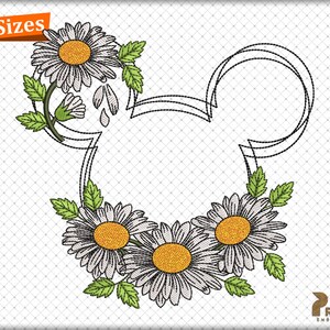 Spring flowers machine embroidery design, Daisy Flowers Embroidery Design, Spring Daisy Digital Embroidery Machine Designs -Instant Download