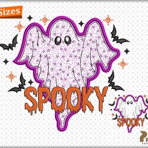 Halloween Designs, Halloween Applique Embroidery, Spooky Ghost Applique Embroidery Design, Halloween BOO Ghost Embroidery Machine Designs