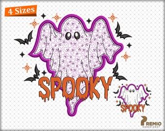 Halloween Designs, Halloween Applique Embroidery, Spooky Ghost Applique Embroidery Design, Halloween BOO Ghost Embroidery Machine Designs