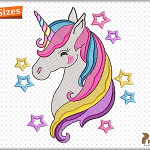 Unicorn Embroidery Designs, Cute Unicorn with Rainbow Digital Embroidery Design, Unicorn birthday Designs for Embroidery Machine UNICORN
