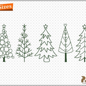 Christmas Trees Embroidery Designs, Christmas Machine Embroidery Design Files, Trendy Embroidery Christmas Trees, Xmas Tree Embroidery Files