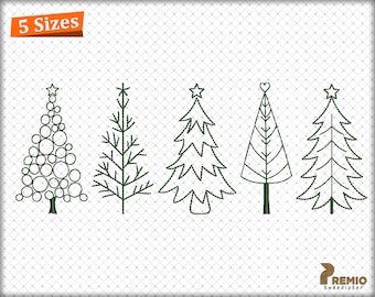 Christmas Trees Embroidery Designs, Christmas Machine Embroidery Design Files, Trendy Embroidery Christmas Trees, Xmas Tree Embroidery Files
