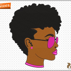 Black Woman  Embroidery Design, Afro Woman Embroidery Design, Black Girl Embroidery Design, African American Embroidery Designs