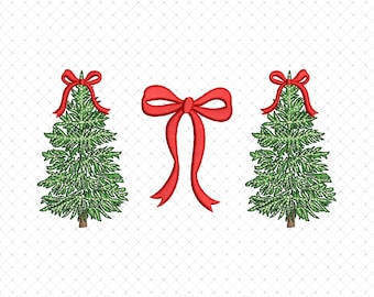 Coquette Christmas Tree Embroidery Designs, Christmas Bow Machine Embroidery Files, Christmas Tree Coquette Bow, Xmas Tree Embroidery Files