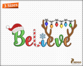 Christmas Embroidery, Believe Embroidery Design, Believe Machine Embroidery Designs, Christmas Believe Embroidery Patterns -Digital Download