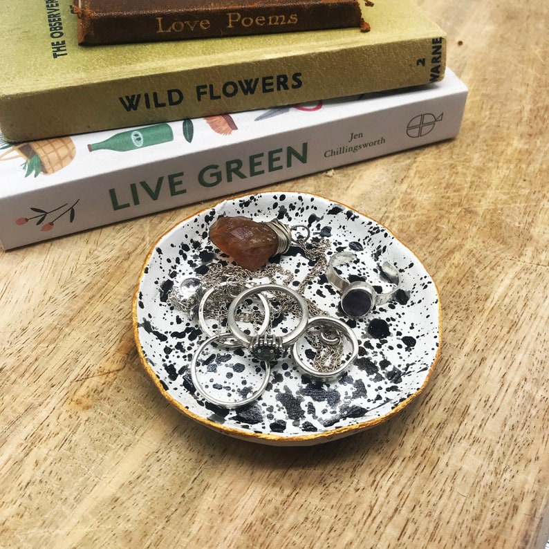 Splatter Black /& White Jewellery Trinket Dish Lucky Dip