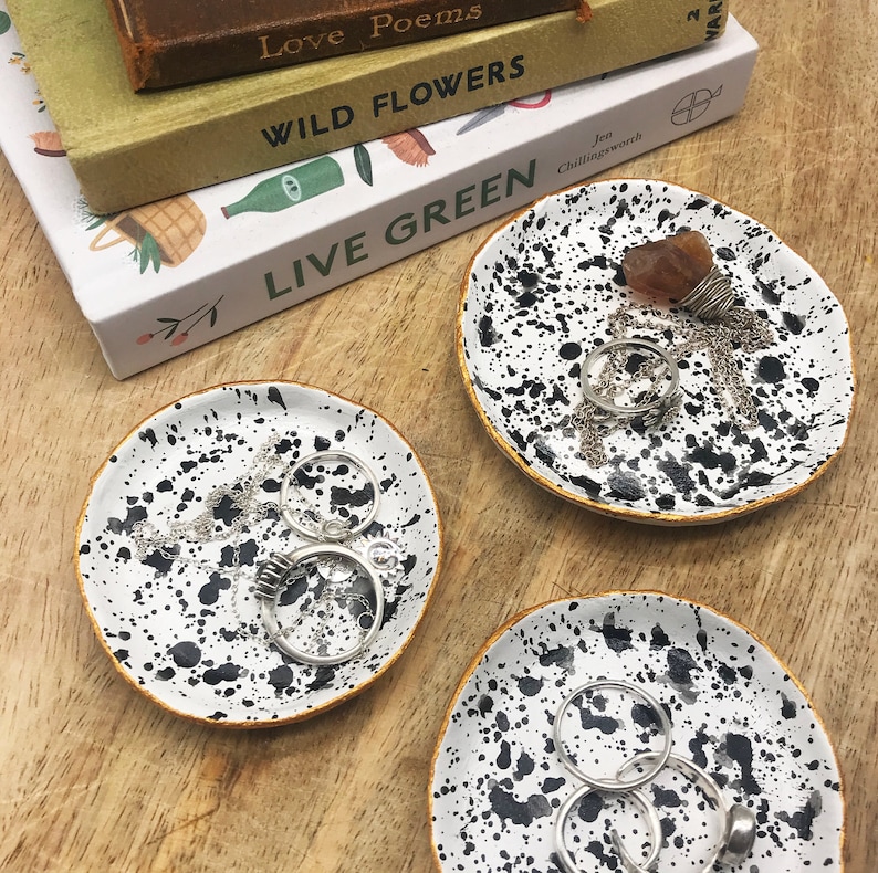 Splatter Black /& White Jewellery Trinket Dish Lucky Dip