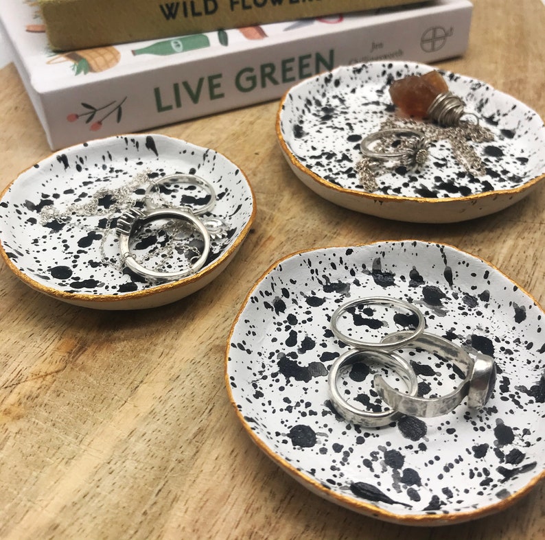 Splatter Black /& White Jewellery Trinket Dish Lucky Dip