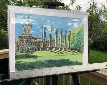 University of Missouri Francis Quadrangle Prints / Watercolor & Ink