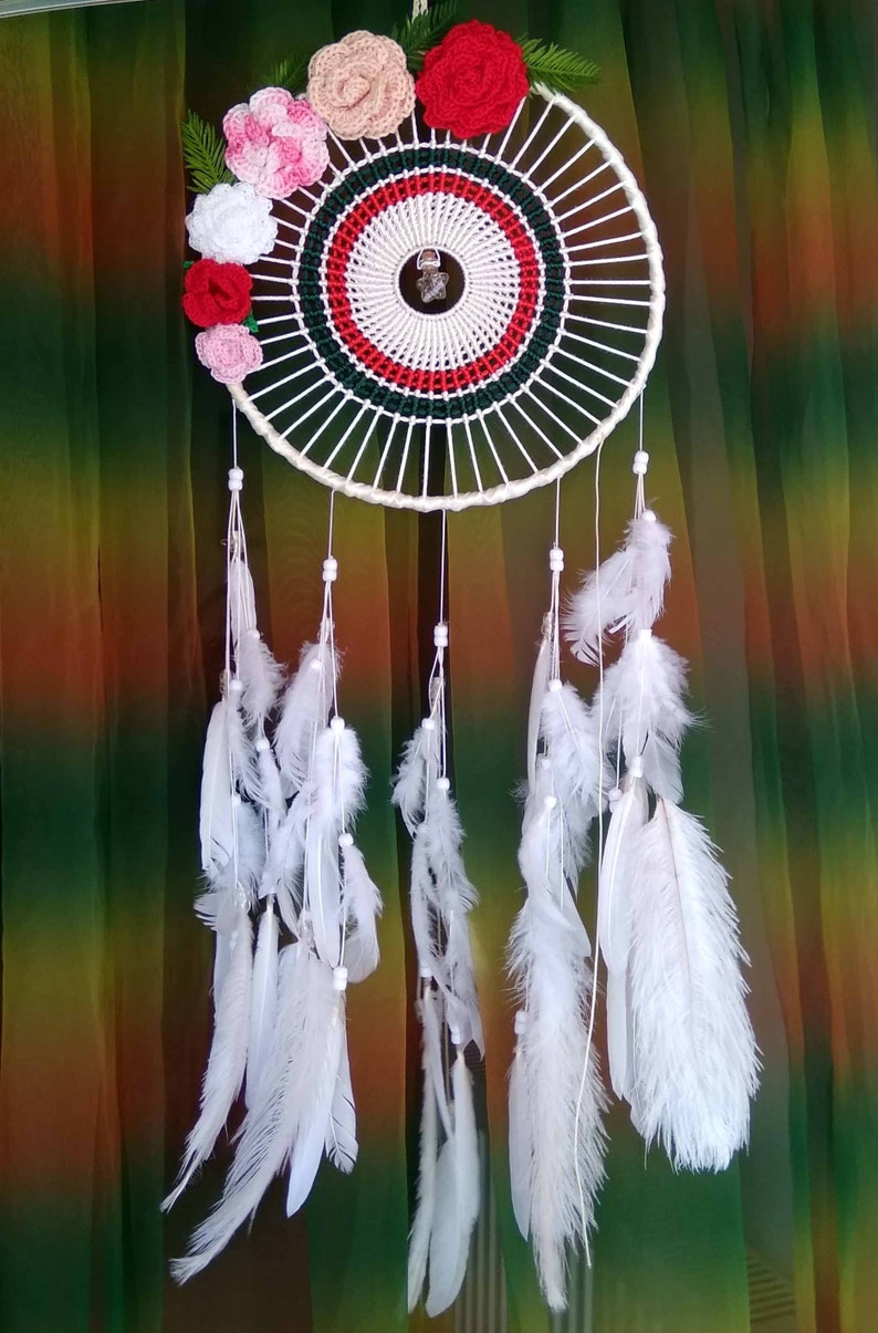 White Dream Catcher Boho Dream Catcher Bohemian Wall Art Etsy