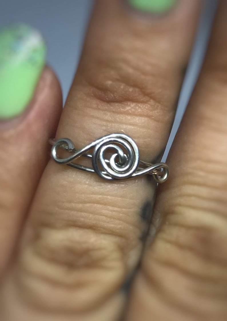 dainty ring simple ring women/'s ring minimalist ring silver ring US size 4.75 Copper wire ring silver rings for women
