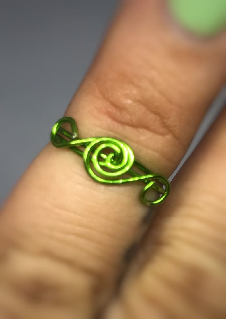 dainty ring green rings for women US size 4 green ring Copper wire ring women/'s ring simple ring minimalist ring