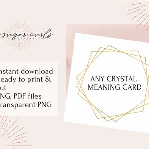 ELKE CRYSTAL afdrukbare kristalbetekeniskaart. Digitale download kristallen sticker. Productlabels afdrukbare etiketten stickers display kaarten steen