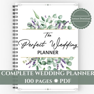 Printable wedding planner book. Lavender wedding digital wedding planner, printable wedding binder. Wedding checklist, wedding organizer