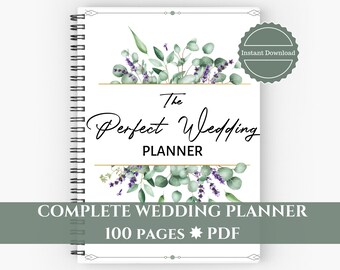 Printable wedding planner book. Lavender wedding digital wedding planner, printable wedding binder. Wedding checklist, wedding organizer