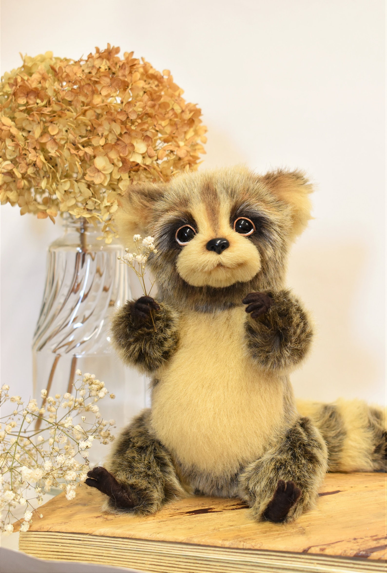 Raccoon toy teddy made of fur Etsy
