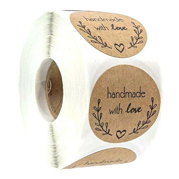 Round Thank You Hand Made With Love Labels Stickers Gift Food Craft 2.5cm