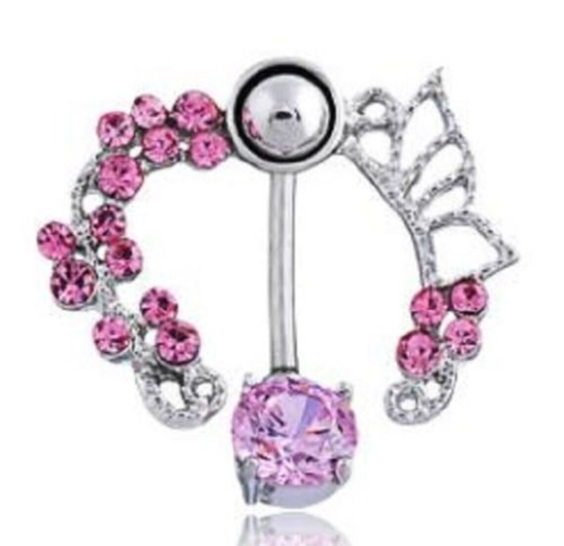 Belly Button Bars Fancy Wings Piercing Dangle Drop Stainless Etsy