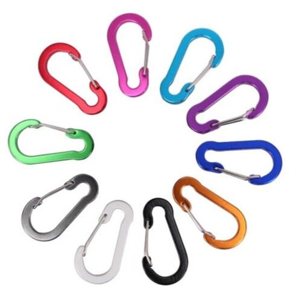 UK Secure Keyring QUALITY Carabiner Hook Key Clip Metal Stainless Aluminium 5x