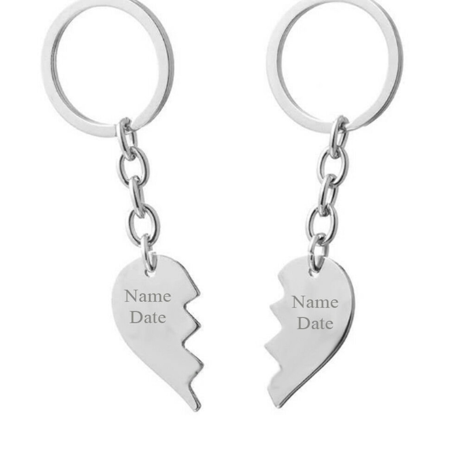 Personalized 2 Broken Heart Keyring Metal Custom Free Etsy