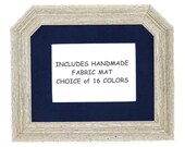 Art Deco Picture Frame with Custom Mat, Black, Gray Distressed Solid Wood Frame with Fabric Mat for 5x7 4x6 or Custom Photos and Prints