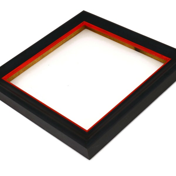 Satin Black Picture Frame with Your Choice of Accent Color and Size, FREE Color Samples, Modern Minimalist Low Luster Black, 230106.