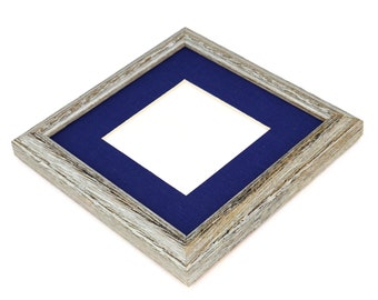 Gray Barn Wood Picture Frame with Custom Fabric Mat, Choice of Size Shape and Mat Color, Modern, Rustic, Minimal.