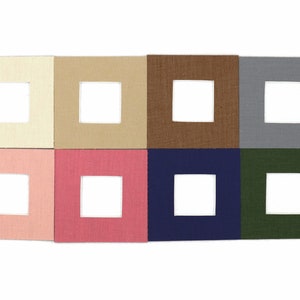 Square Linen Fabric Covered Custom Mat Board with Traditional Bevel