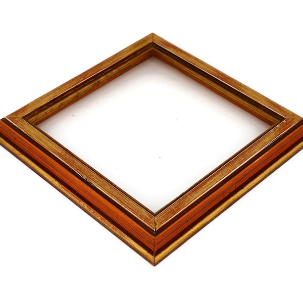 Gold and Burnt Orange Picture Frame, Choice of Size and Shape, Vintage 1970s Slightly Distressed Retro Design, Modern, Minimal, 210320