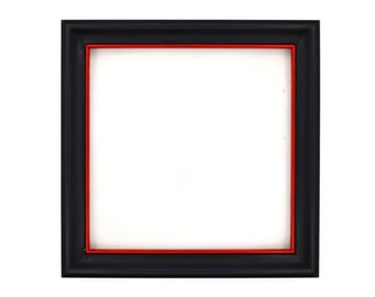 Black Picture Frame with Red Accent Color and Your Choice of Size. Modern Minimalist Satin Black, 230106.