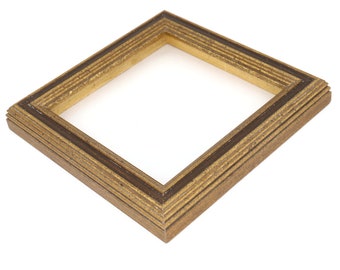 Antiqued Gold Picture Frame with Brown Panel, Choice of Size and Shape, 220513